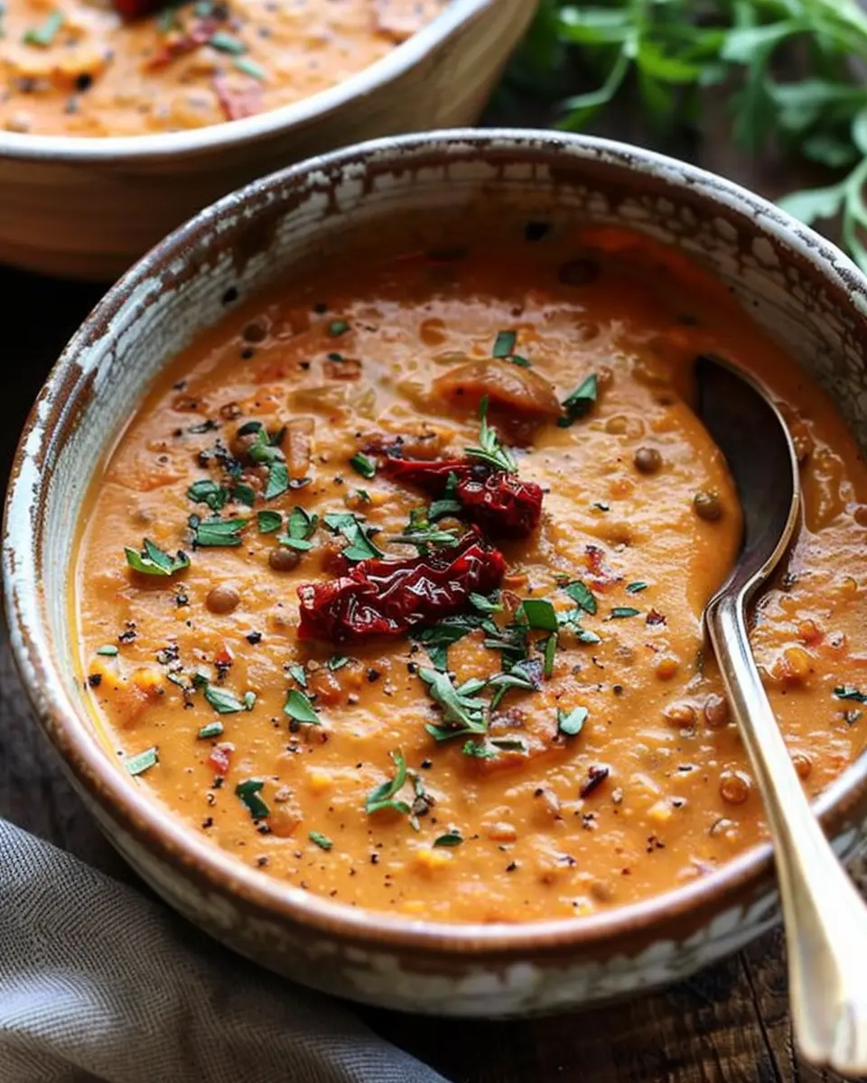 Creamy Lentil Sun-Dried Tomato Soup: A Comforting Delight