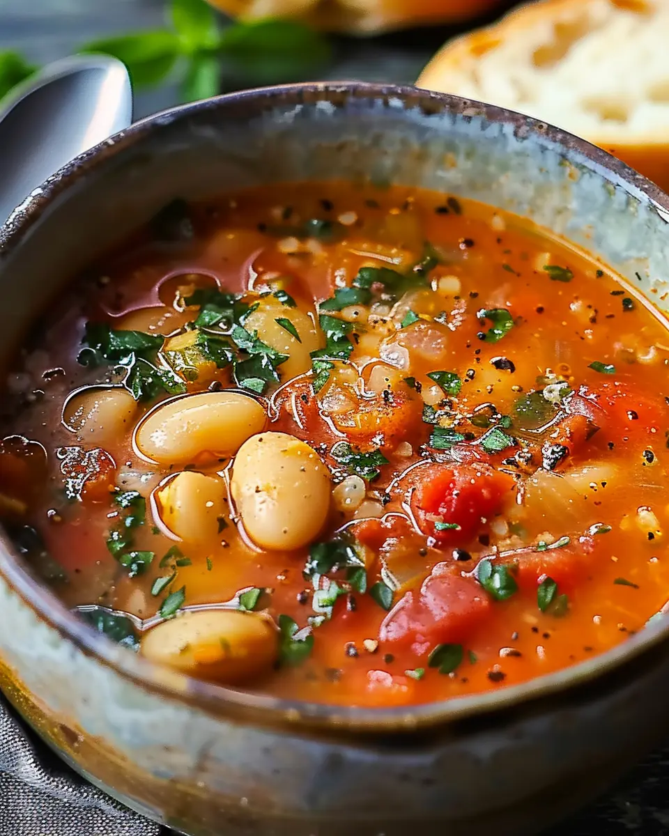 Hearty Tomato and Cannellini Bean Soup Recipe for Cozy Evenings