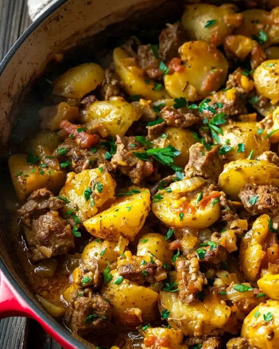 Cheesy One Pot Beef and Potatoes: A Cozy, Indulgent Delight