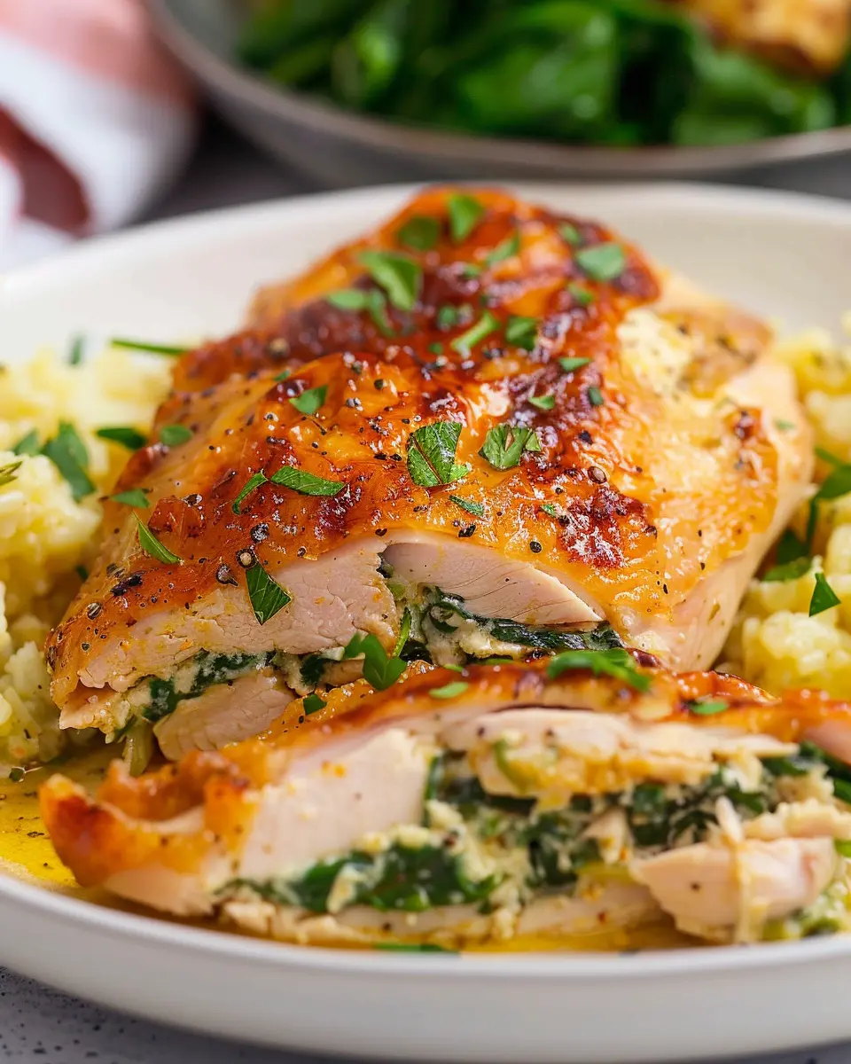 Spinach Stuffed Chicken: Juicy Turkey Bacon Delight for Dinner
