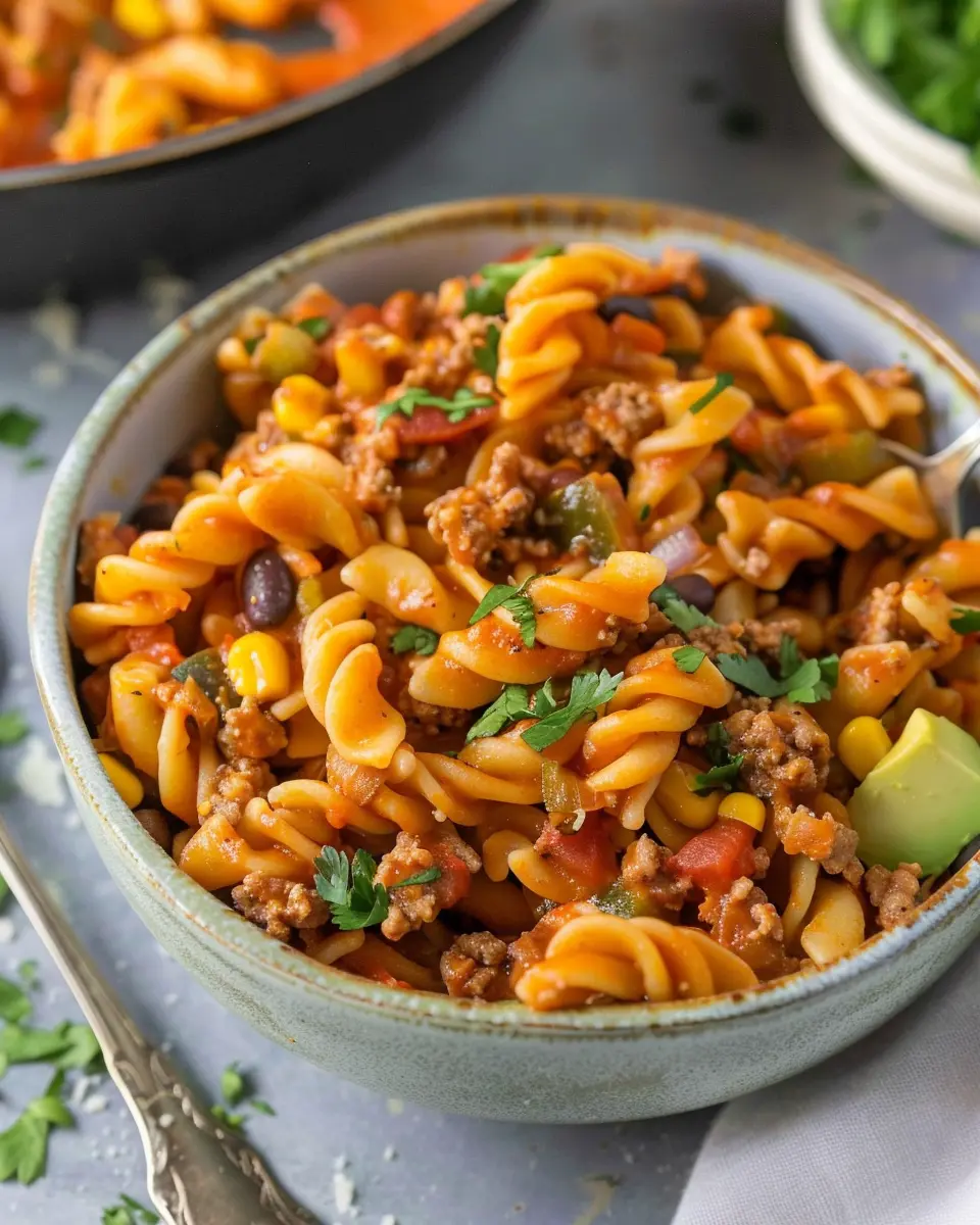 Taco Pasta Delight: Easy Recipe with Turkey Bacon and Spice