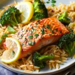 Salmon with Lemon-Herb Orzo & Broccoli