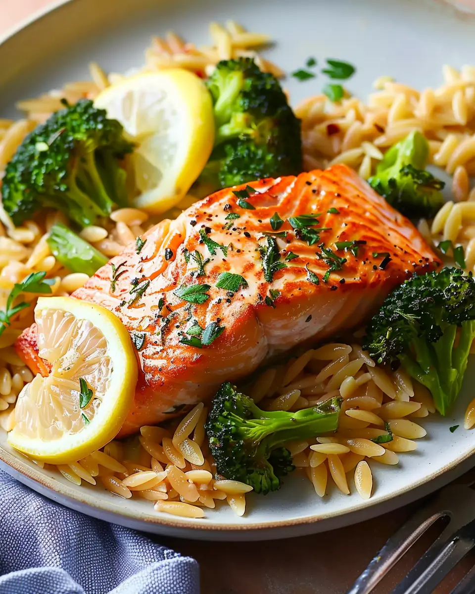 Salmon with Lemon-Herb Orzo &amp; Broccoli: Easy Weeknight Delight