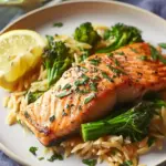Salmon with Lemon-Herb Orzo & Broccoli