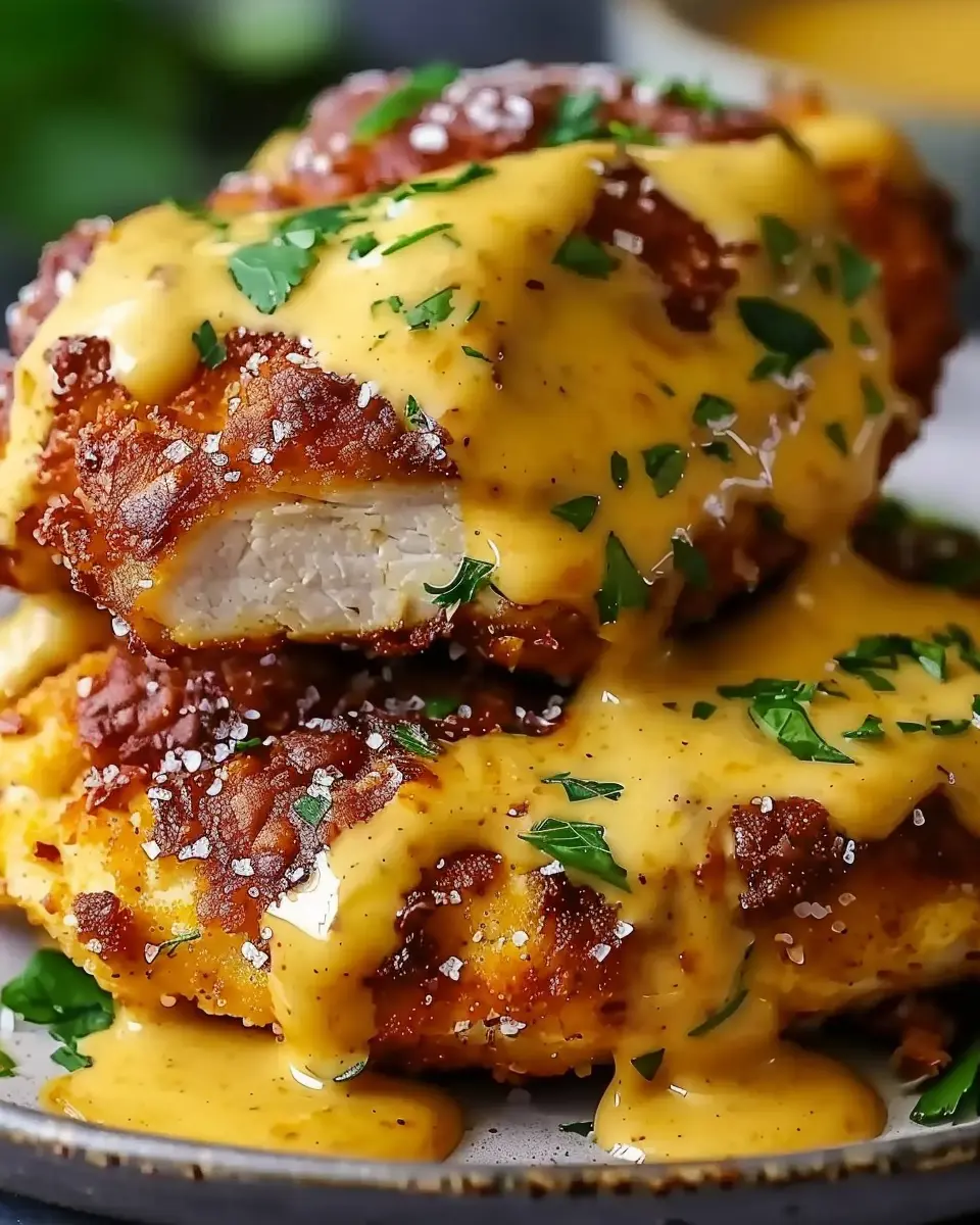 Pretzel Chicken with Mustard Cheddar Sauce: A Juicy Homemade Delight