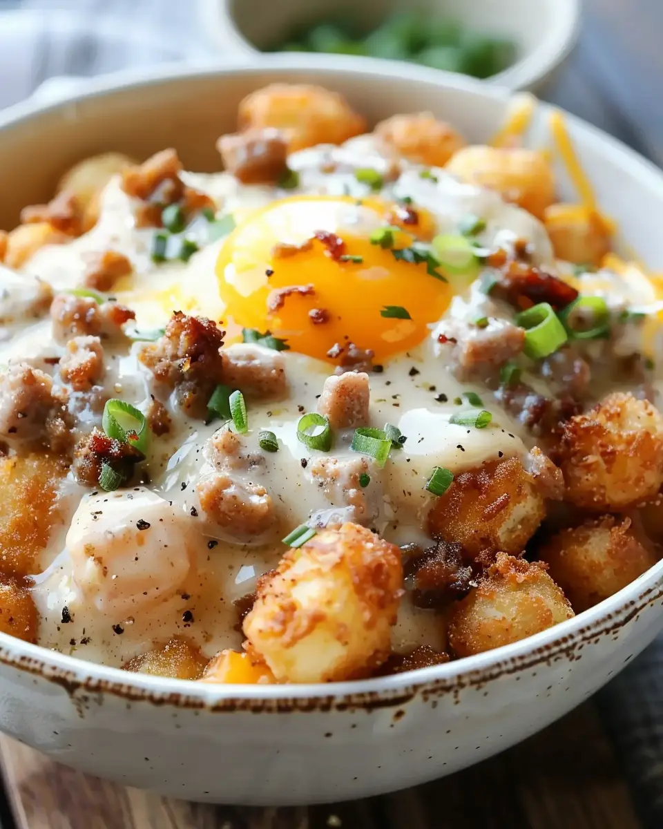 Tater Tot Breakfast Bowl: Indulgent Sausage Gravy Delight