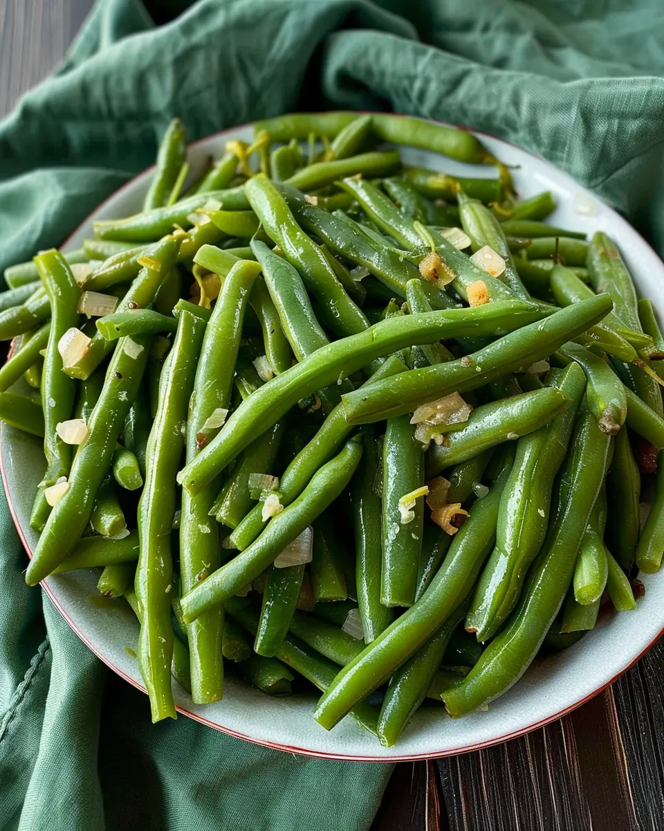 Southern Style Green Beans with Turkey Bacon and Chicken Ham Delight