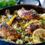 One Pot Greek Chicken and Lemon Rice
