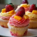 Mango Strawberry Sunset Cupcakes