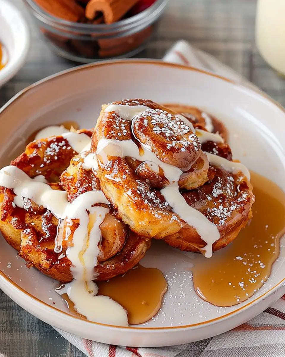 Cinnamon Roll French Toast Delight with Turkey Bacon Treats