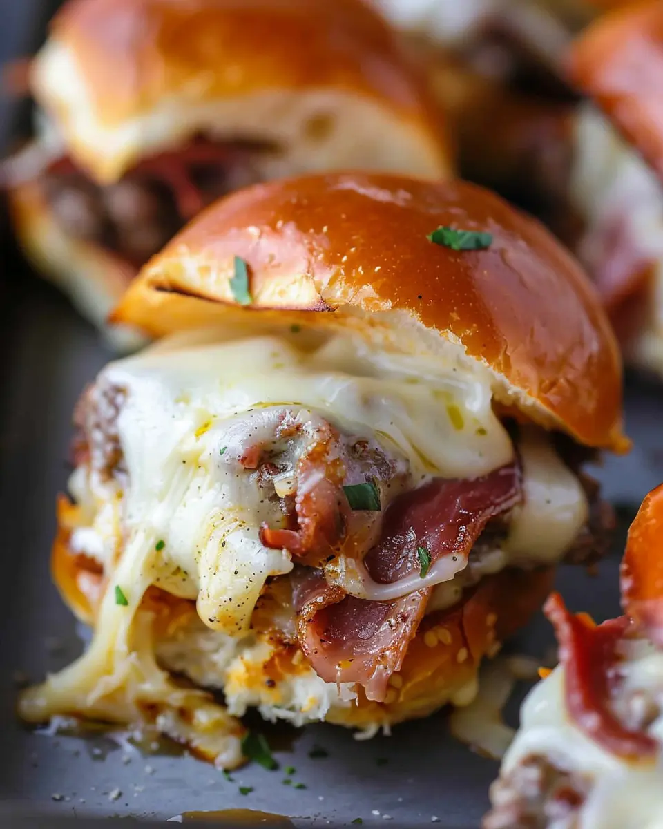 easy french dip sliders: indulgent turkey bacon and chicken ham delights