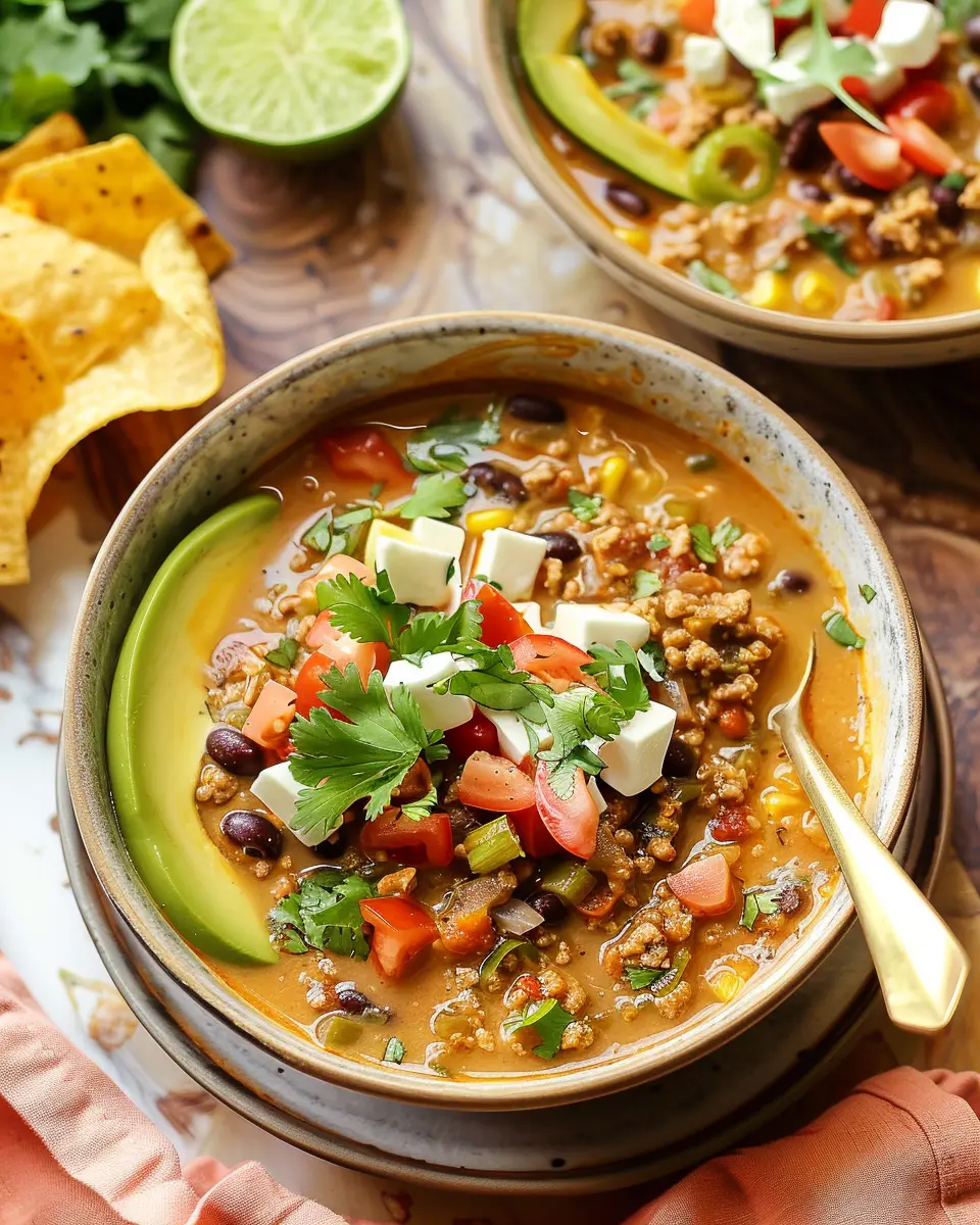 Creamy Taco Soup Delight: Easy Recipe with Turkey Bacon and Chicken Ham