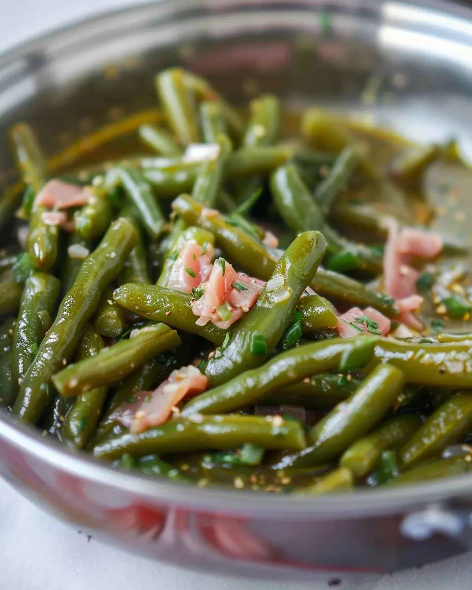 Copycat Cracker Barrel Green Beans with Turkey Bacon Delight