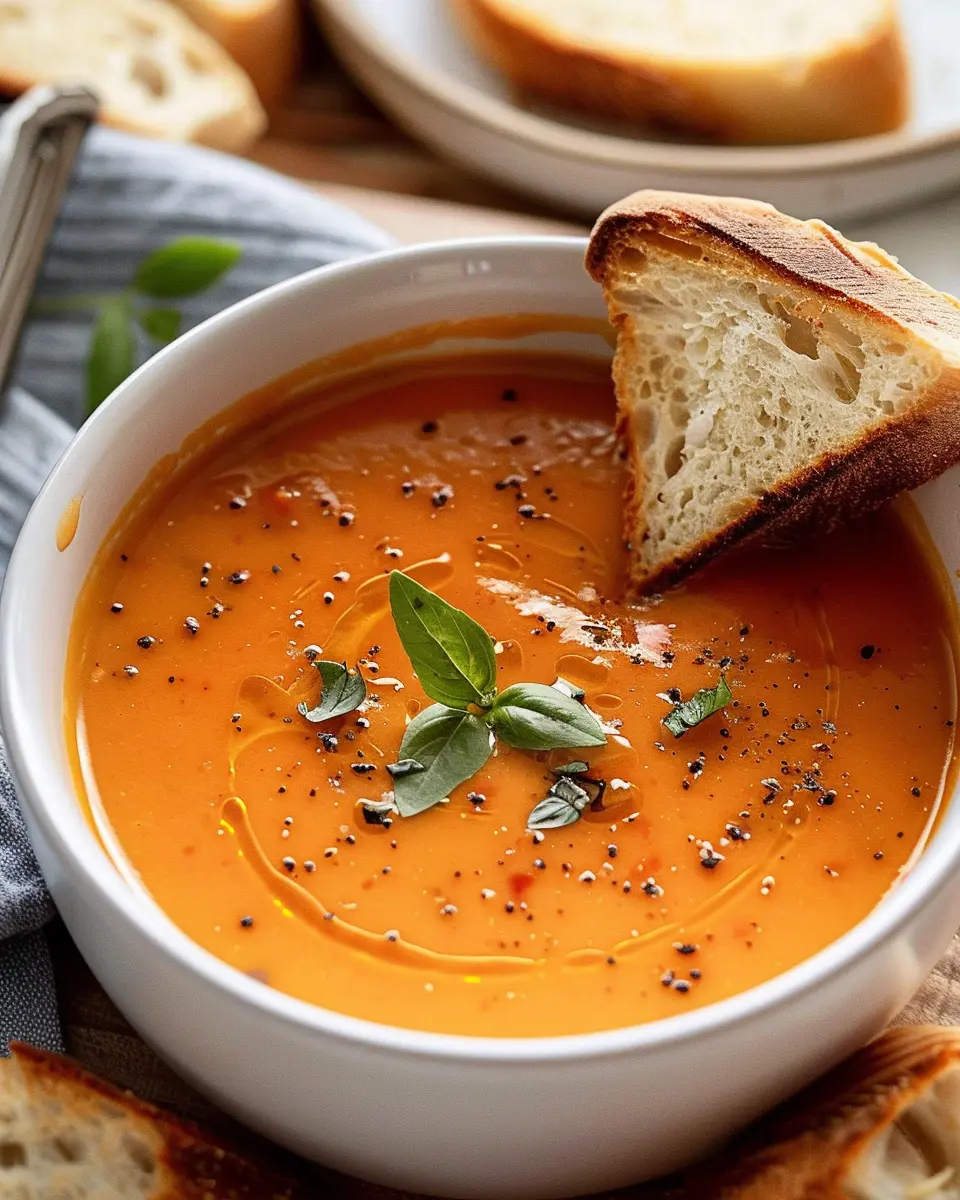 Middle-of-Winter Creamy Tomato Soup with Turkey Bacon Delight
