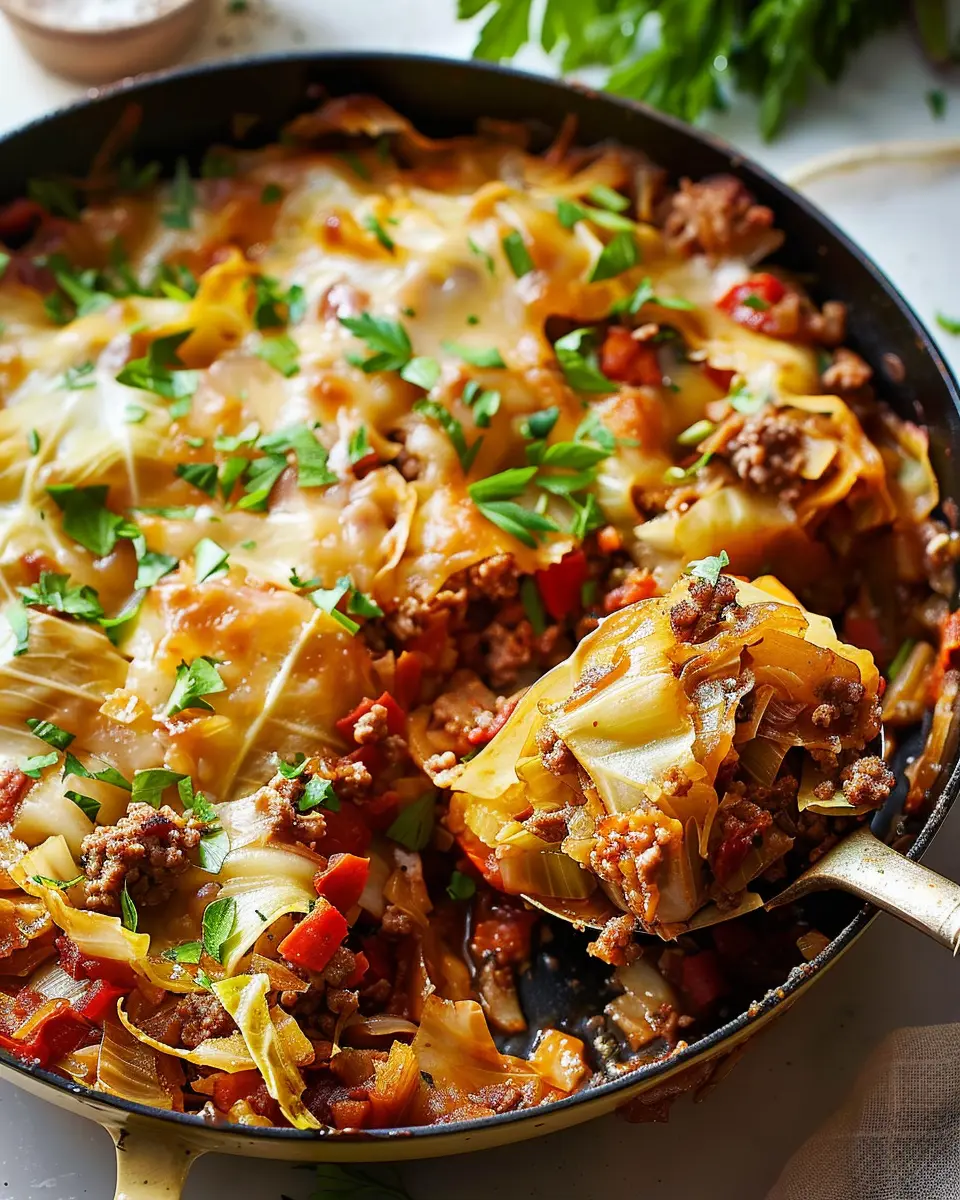 Cabbage Roll Skillet: Easy Comfort Food with Turkey Bacon and Chicken Ham