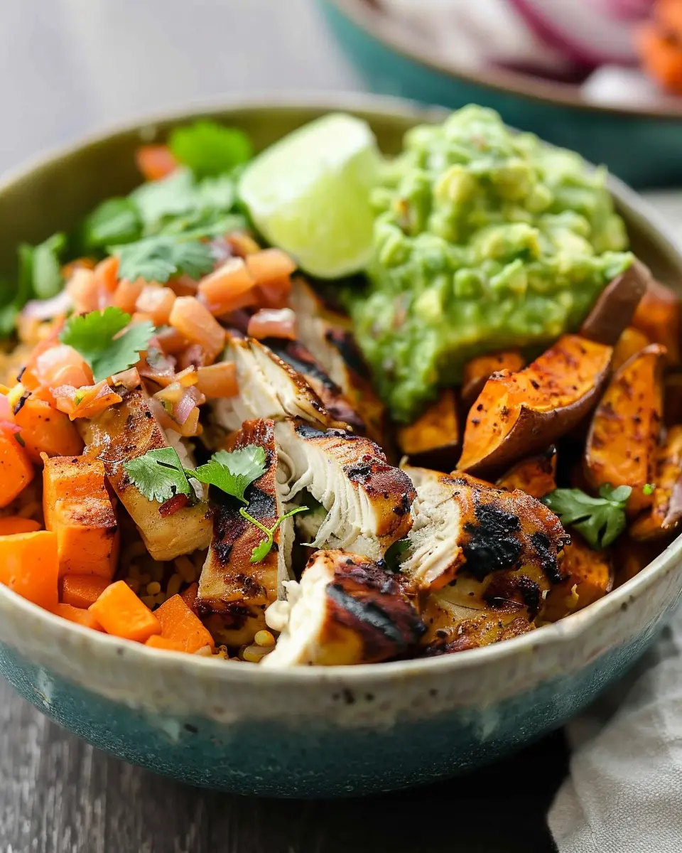 Grilled Adobo Chicken: Easy Sweet Potato Bowls with Jicama Guacamole