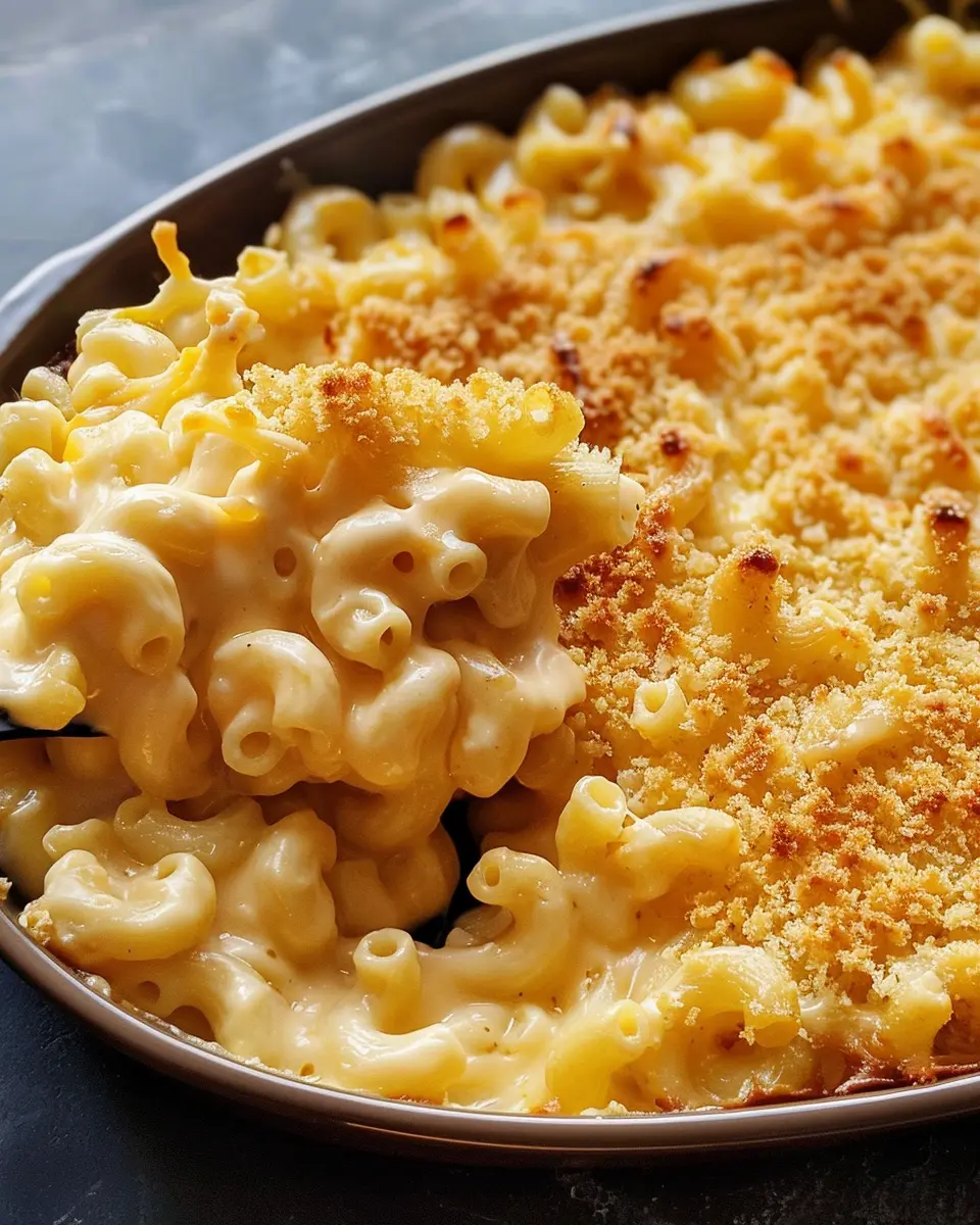 Classic Baked Macaroni and Cheese with Turkey Bacon and Chicken Ham