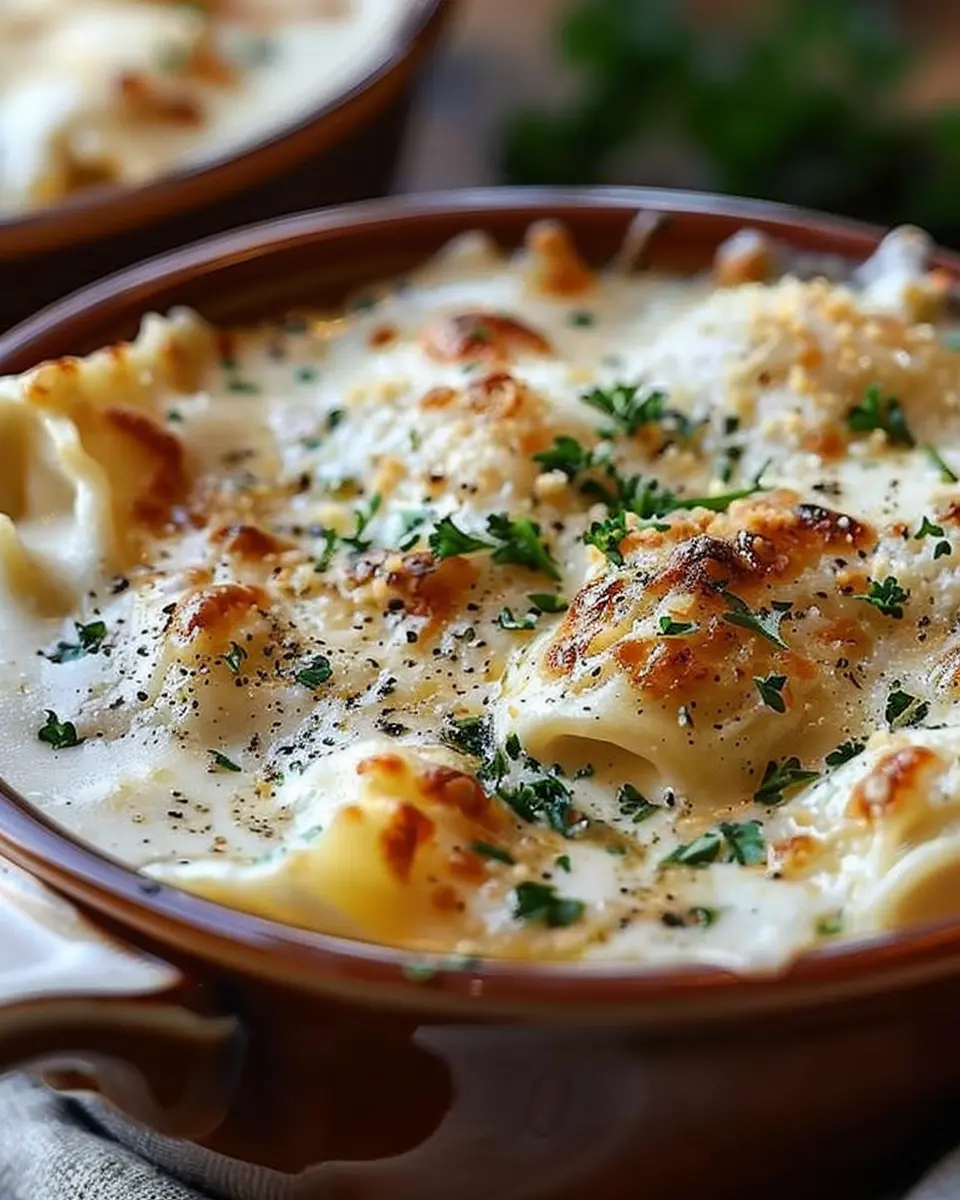 Creamy Alfredo Lasagna Soup with Turkey Bacon and Chicken Ham Delight