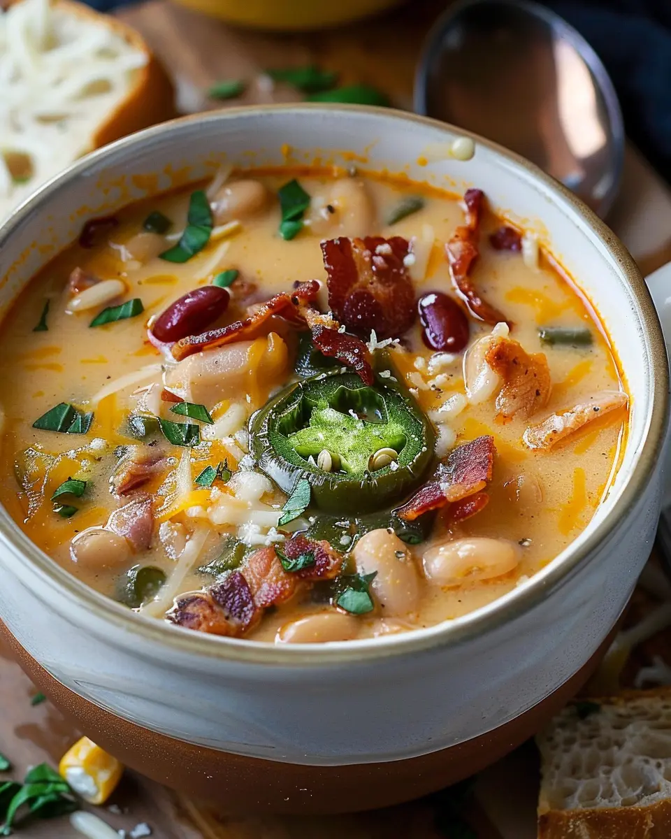 Jalapeno Popper Turkey Bacon and Bean Soup: A Cozy Delight