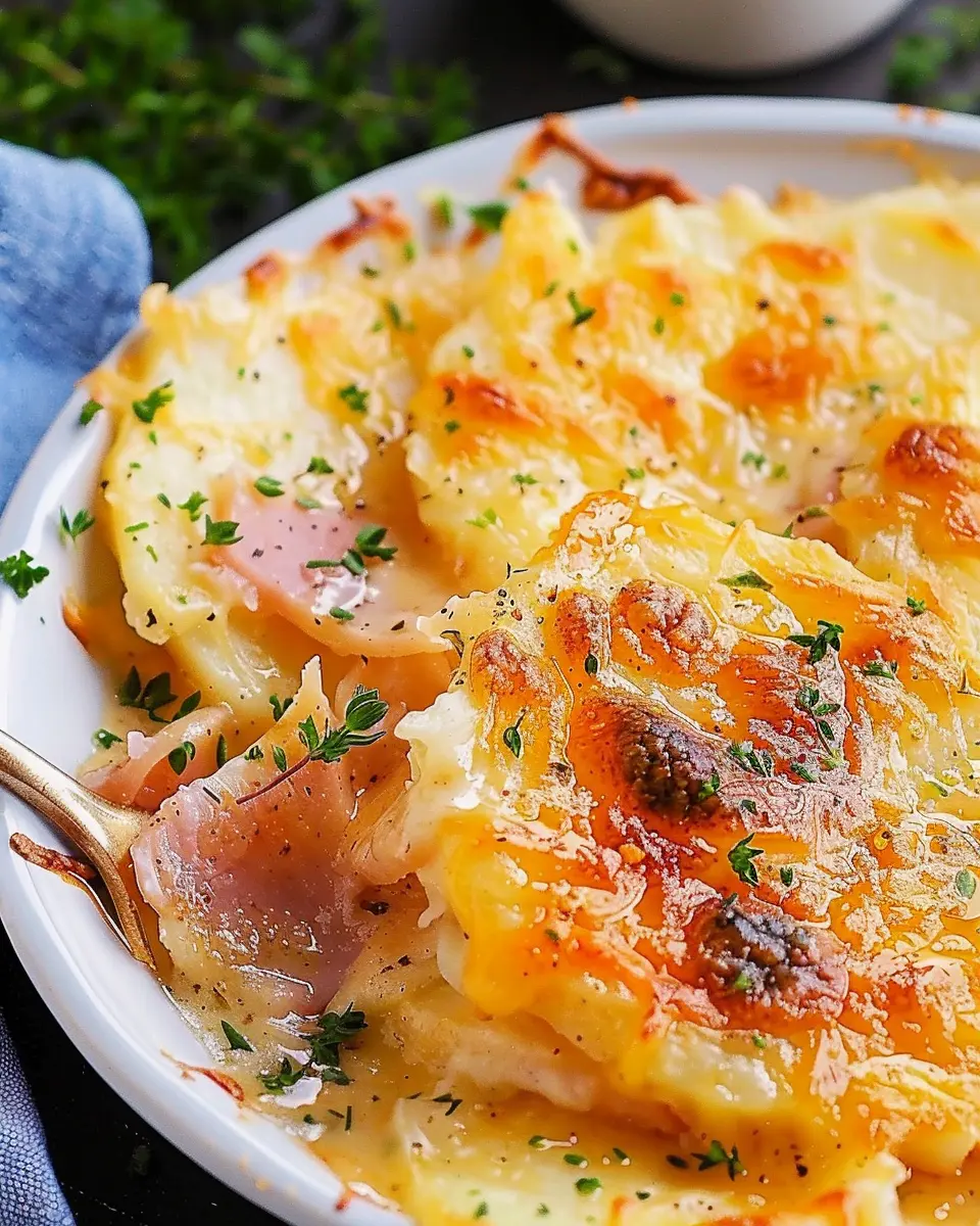Cheesy Scalloped Potatoes with Chicken Ham: An Indulgent Twist