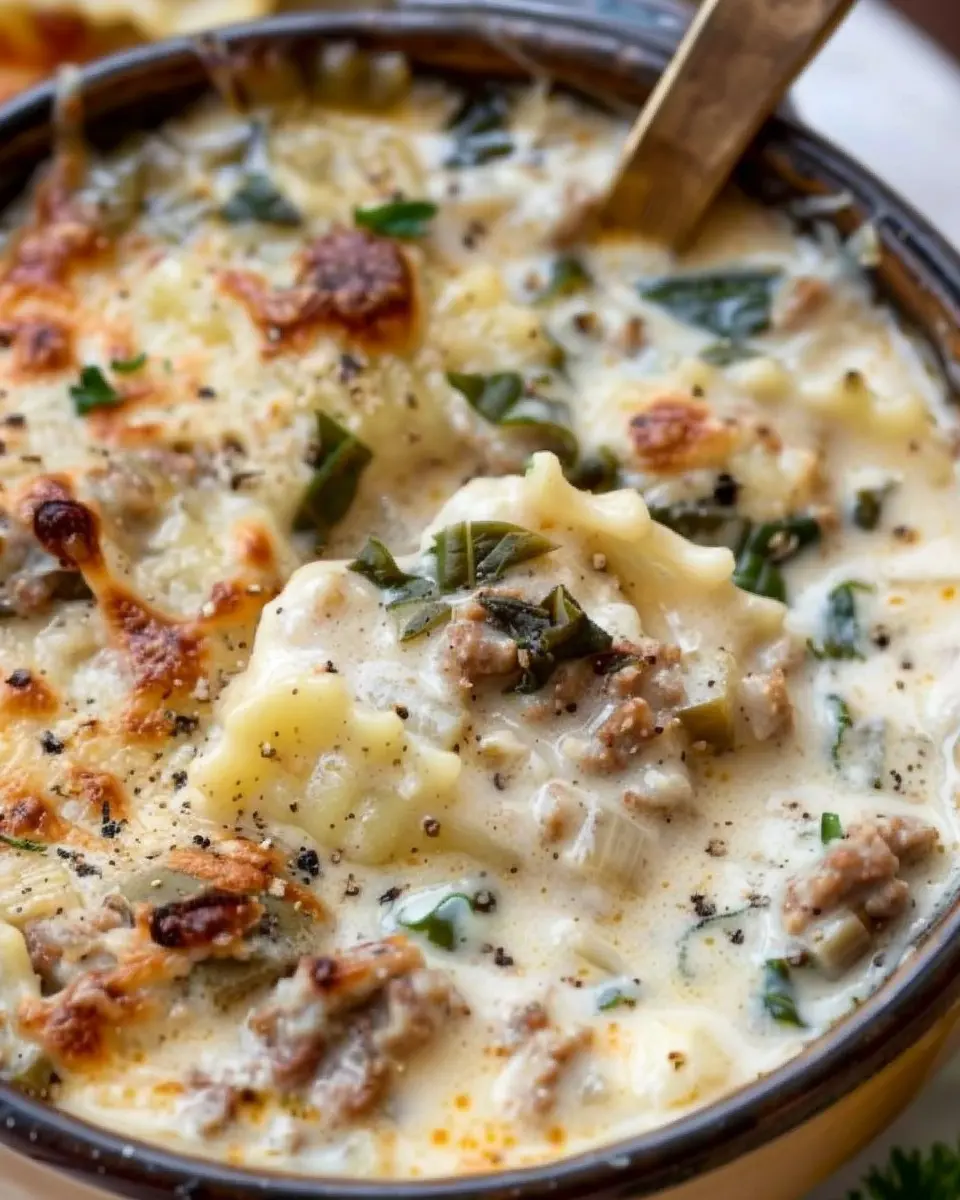 Creamy White Lasagna Soup: Cozy Comfort with Turkey Bacon and Chicken Ham