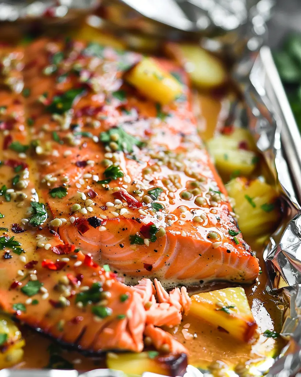 Baked Thai Pineapple Salmon in Foil: A Juicy, Easy Delight