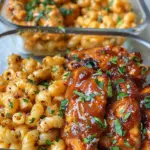High Protein Honey Garlic Butter Chicken with Mac & Cheese