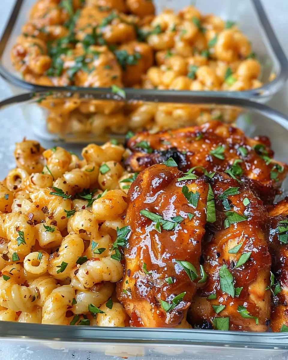 High Protein Honey Garlic Butter Chicken with Mac &amp; Cheese Delight