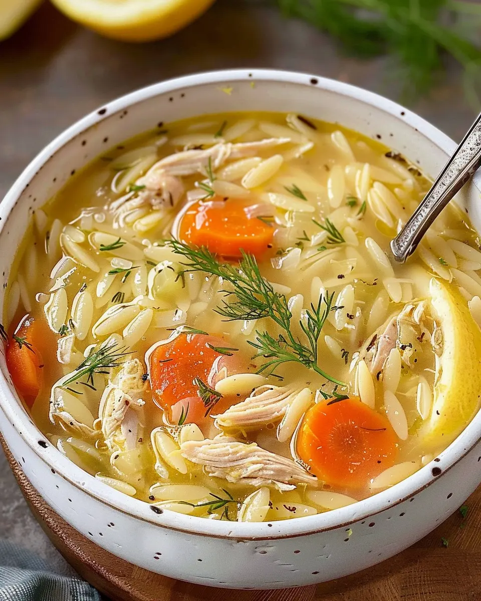 Greek Lemon Chicken Soup with Orzo