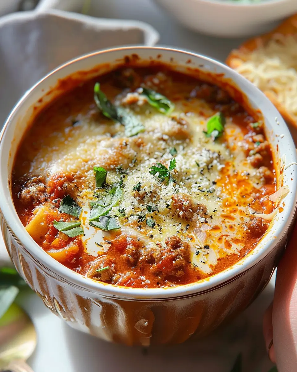 Creamy Lasagna Soup: Indulgent Comfort Food with Turkey Bacon