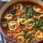 Italian Sausage, Kale and Tortellini Soup