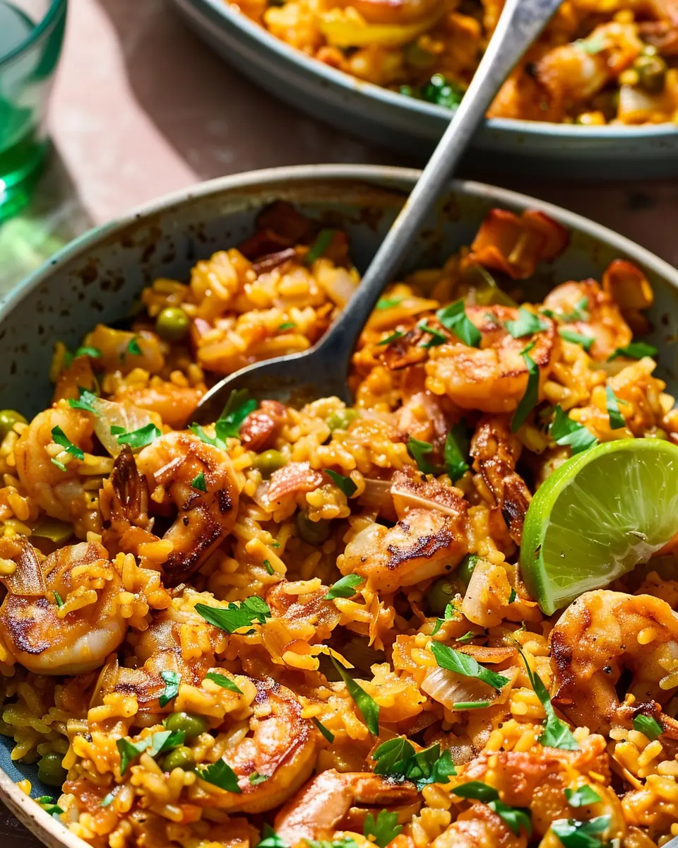 Creamy One-Pot Risotto-Style Jambalaya with Turkey Bacon and Chicken Ham