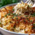 French Onion Chicken Orzo Casserole