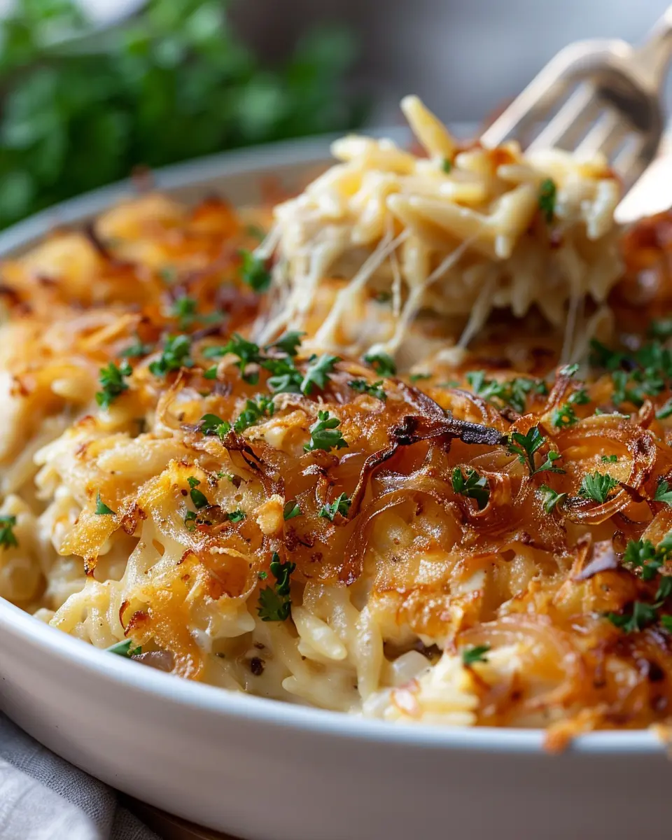 French Onion Chicken Orzo Casserole: A Cozy Family Delight
