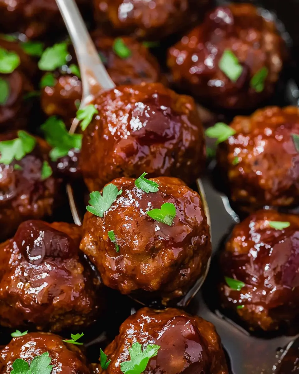 Easy Grape Jelly Meatballs with Turkey Bacon and Chicken Ham