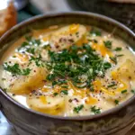 Delicious Cheddar Garlic Herb Potato Soup