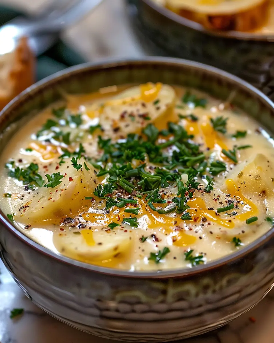 Delicious Cheddar Garlic Herb Potato Soup: Comforting &amp; Easy Recipe