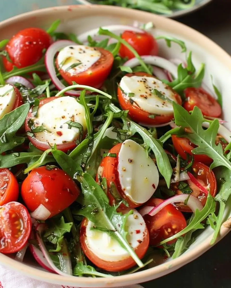 Arugula Caprese Salad: Easy Twist with Turkey Bacon and Chicken Ham