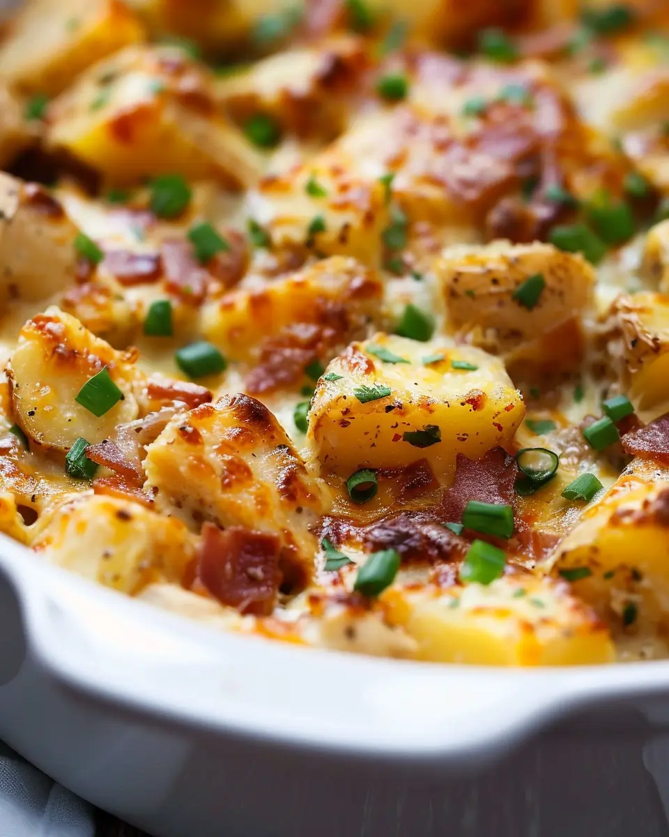 Loaded Chicken and Potato Casserole with Turkey Bacon Bliss