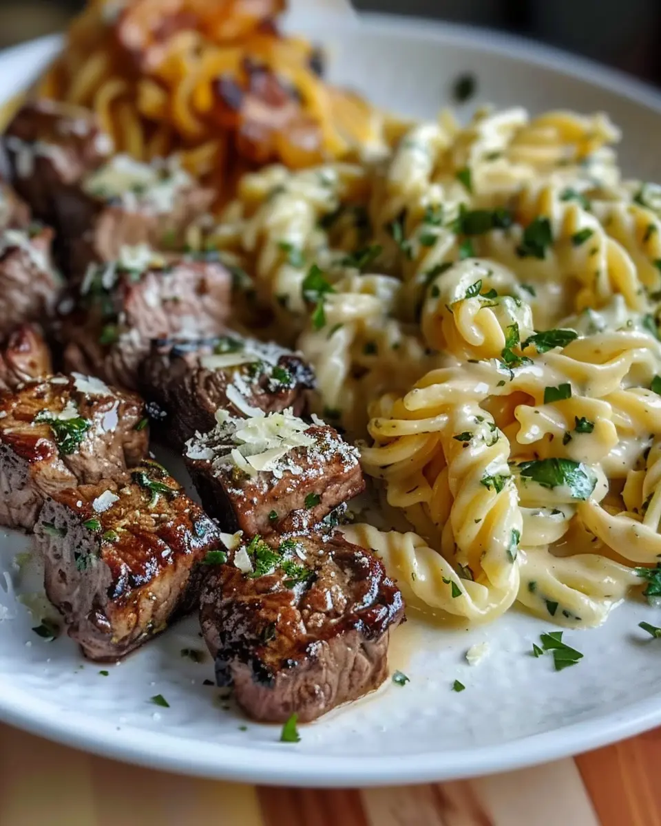 Garlic Butter Steak Bites and Creamy Alfredo Pasta: Easy Indulgence