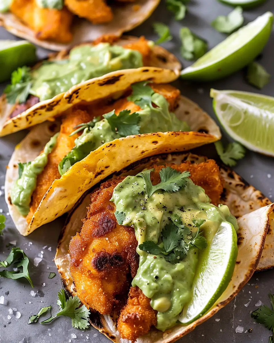 Crispy Cheese Chicken Tacos: Indulge with Avocado Cilantro Sauce