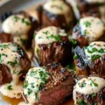 Garlic Butter Steak Bites with Parmesan Cream Sauce