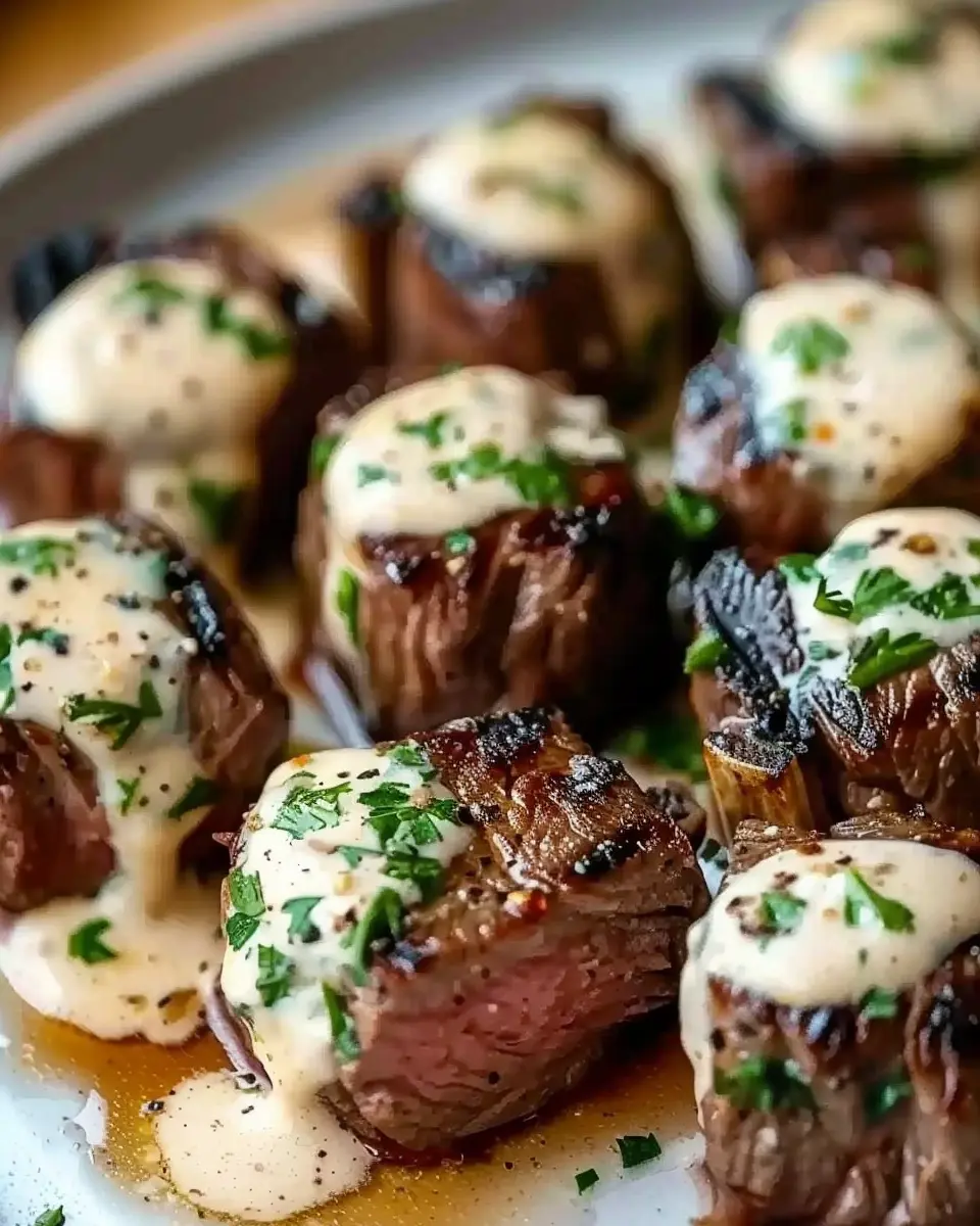 Garlic Butter Steak Bites: Indulgent Bites with Parmesan Cream Sauce