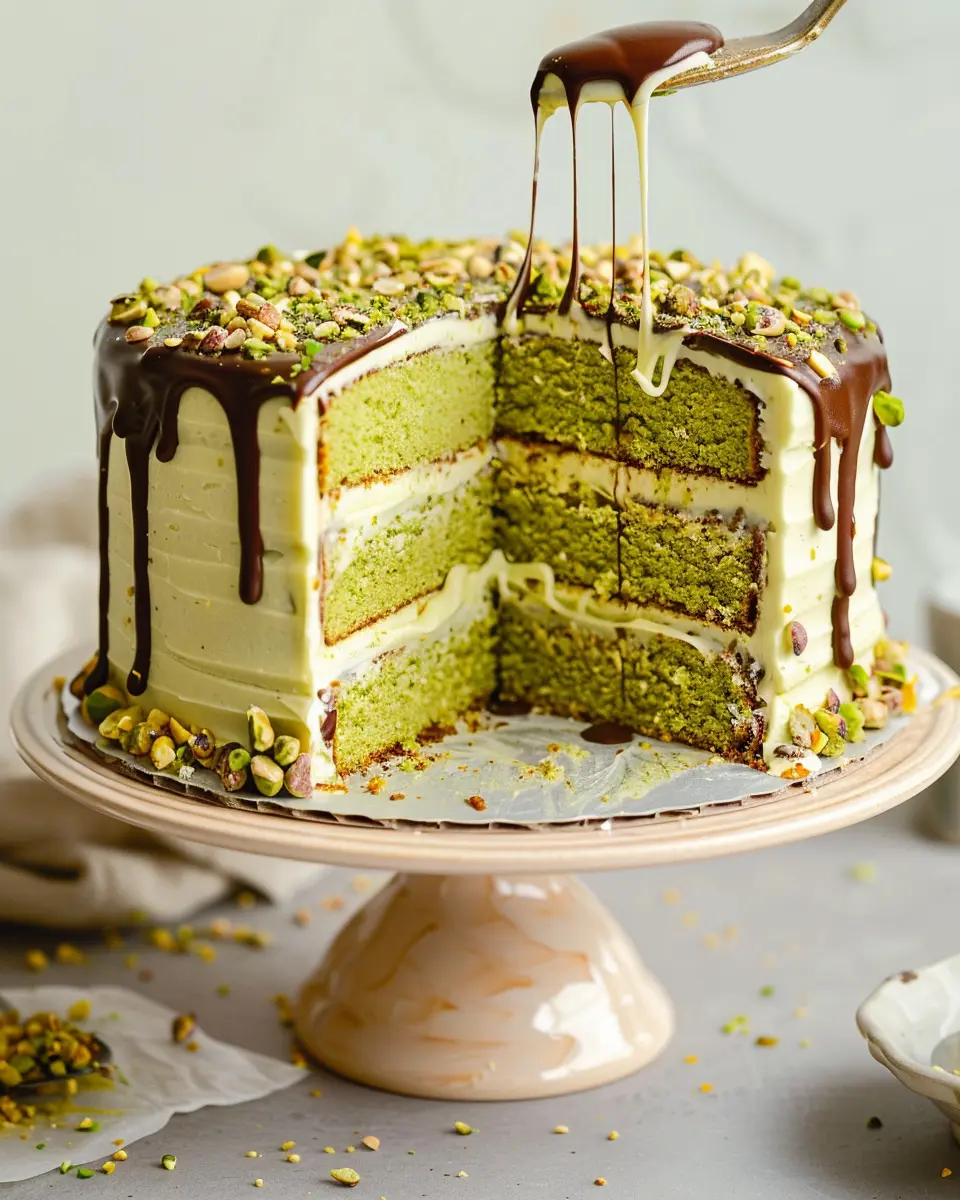 Two-Layer Pistachio Cake Recipe UK: Indulgent Cream Cheese Frosting &amp; Drizzle