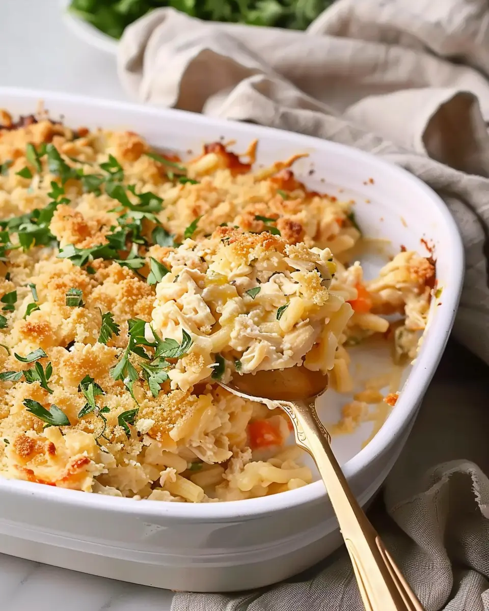 Million Dollar Chicken Casserole with Turkey Bacon and Cheese Delight